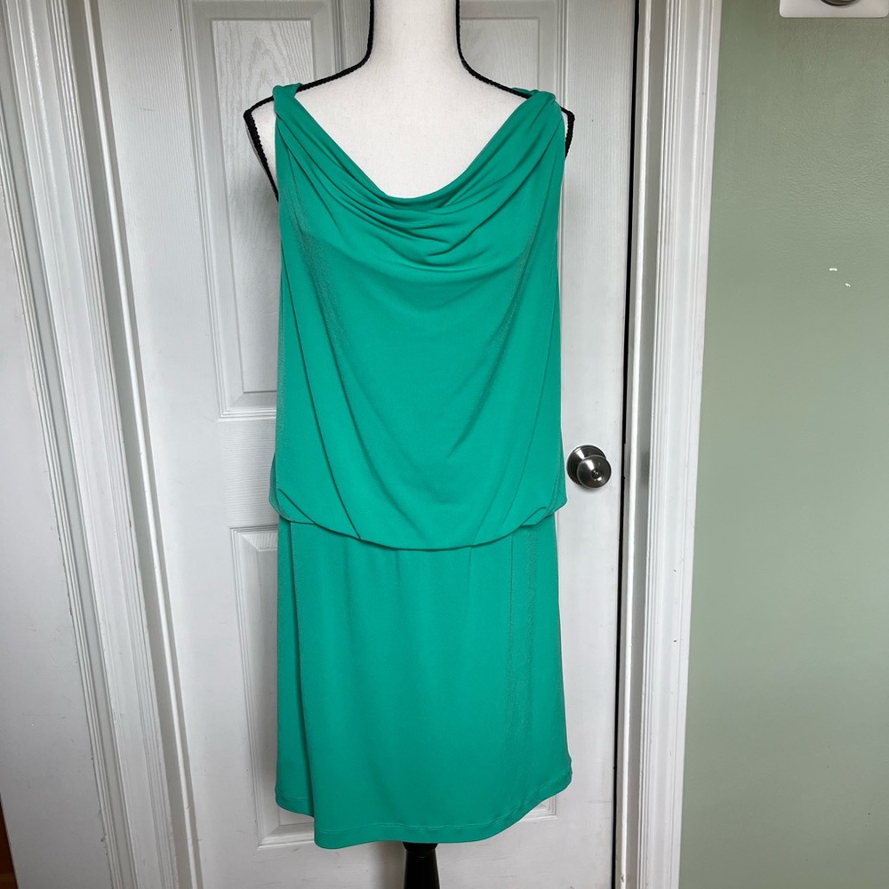 Boston Proper Teal Green Cowl Neck Maxi Dress
